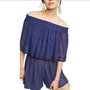 Ranna Gill X Anthropologie - Blue Crochet Romper L